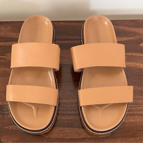 NWOT Madewell The Charley Double-Strap Slide Sandal Desert Camel 6.5 - Picture 2 of 10